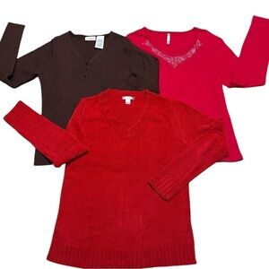 🌺NEW‼️VINTAGE BUNDLE/LOT/MULTIPLES  “WHITE STAG” OF 3 LONG SLEEVED TOPS+ SWEATER